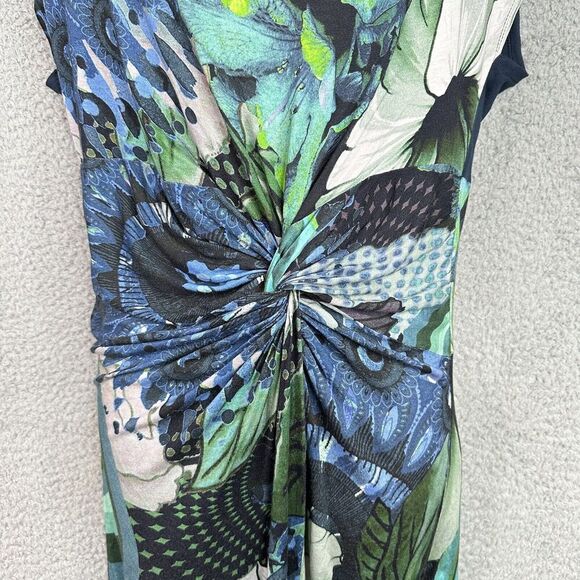 Desigual Womens Dress Size Large Blue Floral Sleeveless Drape Neck Style 40V2148 - Picture 4 of 15